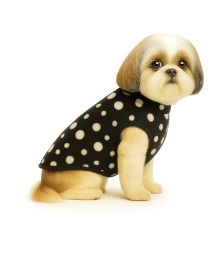 Image of The Pets Company Dog Winter Coat Jacket, Clothes, Windproof, Light Weight, Washable, Ultra Warm Thick Fleece Lined Dog Vest for Cold Weather Protection, (Polka Black Cherry, Small - 14 Inch)