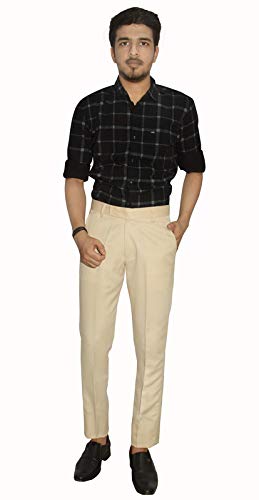 Image of KUNDAN Slim Fit Men Polyester Viscose Blend Trousers