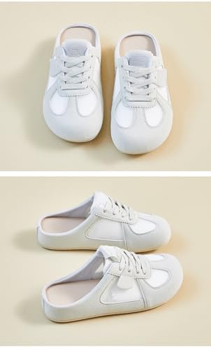 Backless Mule Sneakers for Women Wide Tennis & Racquet Sport Shoes Slip On House Slippers Breathable Mesh Lightweight Leather No-slip Platform Cute Casual Lace-up Comfort Walking Slides Indoor Outdoor3