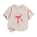 Lubpow Girls Cute Christian Shirts Kids Pink Bow Shirt Jesus God Faith Tshirts Aesthetic Cross Bible Verse Graphic Tee Tops(Apricot,150)