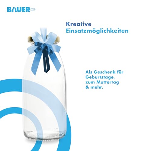 Foto von Flaschenbauer - 24 Leere Glasflaschen 250 ml mit Schraubverschluss TO43, 0,25 l in Gold – Zum Selbstbefüllen von Milchflaschen, Saftflaschen, Smoothie-Flaschen, inklusive Etiketten