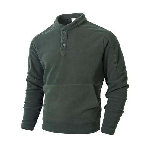 Men's Sherpa Fleece Pullover Button Down Long Sleeve Sweatshirts with Thumb Hole Fall Winter Warm Outfits Clothes 2025