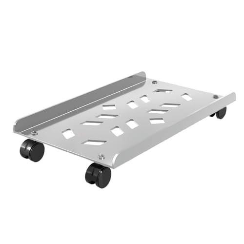 Soporte de CPU de acero con ruedas giratorias, carrito móvil para torre PC con ruedas bloqueables y ventilación, soporte de CPU para piso para oficina en casa, color blanco