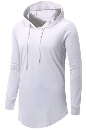 Aiyino Men's S-5X Long Sleeve Fashion Athletic Hoodies Sport Sweatshirt Hip Hop Pullover Xl White #TOP1