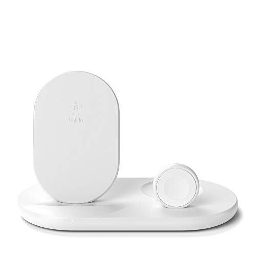 Belkin 3-in-1 Fast wireless charging Stand for iphone, Apple Watch & AirPods - iphone Case Compatible Qi Charger - charging Station For Multiple Devices - White by Belkin - Image 2
