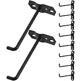 Healvian 10 Piezas Ganchos Metálicos Negros para Tablero Perforado Agujeros Cuadrados,