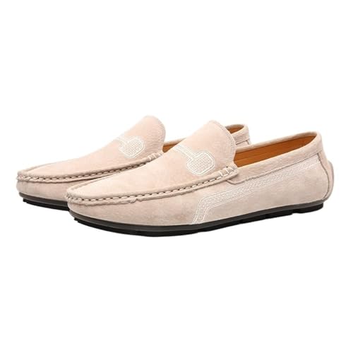 Mens Moccasins Shoe Suede Vamp Tuxedo Solid Color Round Toe Slip Resistant Block Heel Anti-Slip Rubber Sole Office Slip-on