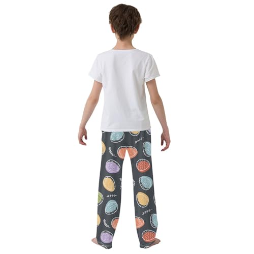 ZZXXB Colorful Easter Eggs Print Boys Long Pants Soft Trousers Elastic Waist Kids Lounge Bottoms with Pockets S-XL3
