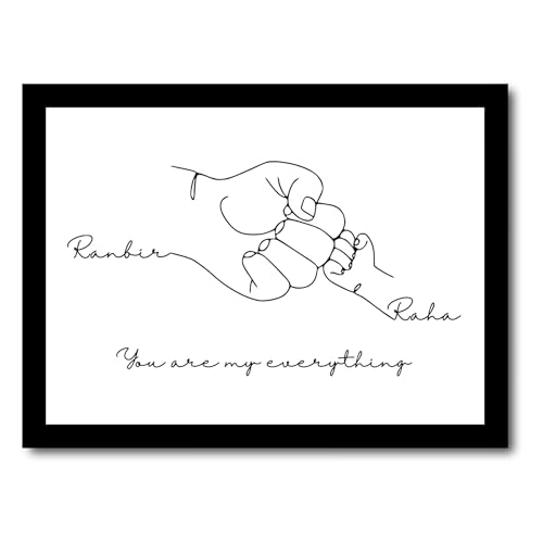 Image of JABSY Personalised Couple Framed Print for Living Room Bedroom Office Gift for Engagement Wedding Birthday Anniversary Love Speical Gift (fist-bump)