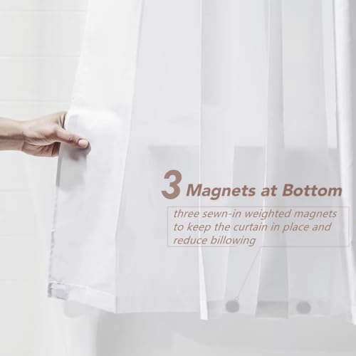 Image of Felisa Stall Fabric Shower Curtain Liner with 3 Magnets,36W x 84L, Waterproof & Hotel Quality Shower Stall Curtain for Bathroom,Soft Cloth,Small Narrow Size Shower Curtain,White