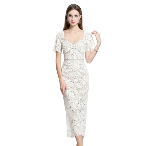 Robe amincissante en dentelle pour cocktail de mariage et soirée chic