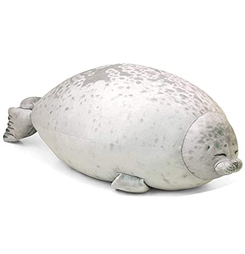 Chubby Blob Seal Pillow 40cm, Stuffed Cotton Plush Animal Toy Cute Plush Pillows for Kids(Medium, Beige)