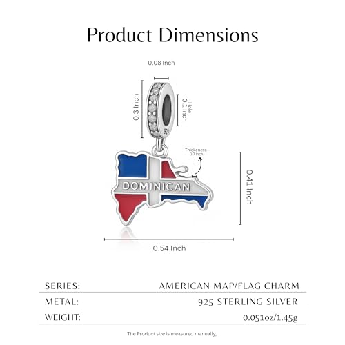 Dominican Republic Dangle Charm 925 Sterling Silver Gift For Birthday Christmas Mother Fit For Bracelet4