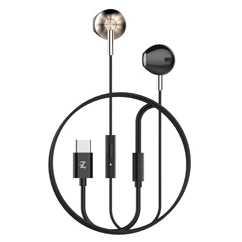 Image of Z Plus Type-C in-Ear Earphones with HD Mic, AI Noise Reduction, 14mm Dynamic Drivers for Hi-Res Audio, Tangle-Free Wired Earbuds, Comfortable Ergonomic Fit for USB-C Devices (Black)