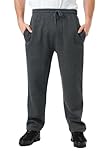 LABEL APPAREL Mens Open Hem Joggers Fleece Trousers 290 GSM Sweatpants Winter Bottoms Lined Casual Track Pant Warm Jogging Zip Side Pockets Plus Size S-8XL (Medium, Charcoal)