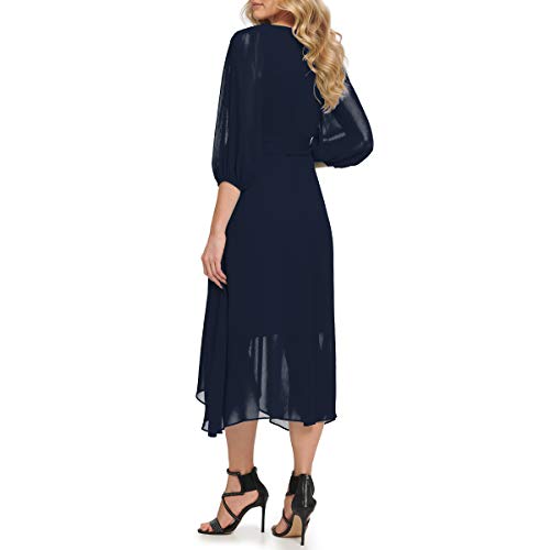 Image of DKNY Women's Half Balloon Sleeve Faux Wrap Midi Dress