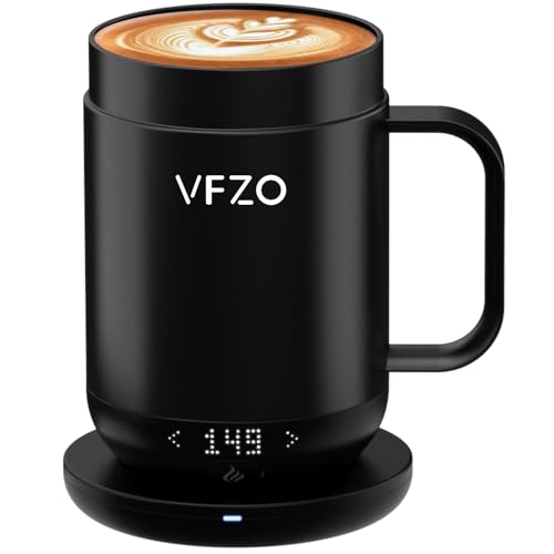 Smart MugSelf HeatingTemperature Controlled Self Heating Coffee MugLED Real time Temperature Display 180 Minutes Maximum Battery LifeSmart Coffee Cup Tea for One Sets16oz Black