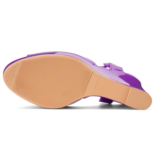 Image of Women's Dressy Platform Wedge Sandals Gold Wedges Peep Toe Patent High Heels Slingback Heeled Comfortable Ankle Strap Shoes