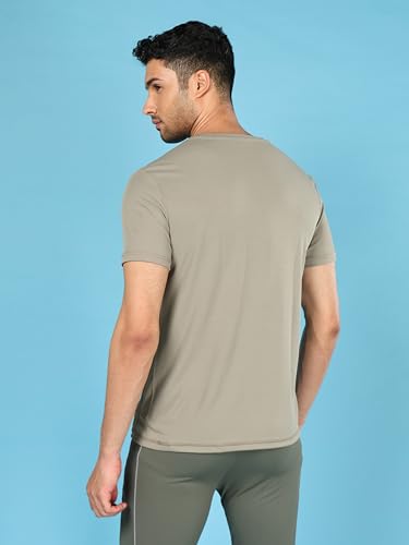 Image of TECHNOSPORT Men's Slim Fit Polyester Activewear Sports T-Shirt with Moisture-Wicking Comfort for Workout, Running & Gym