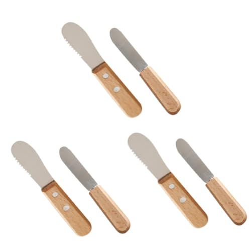 PRETYZOOM 3 Sets Wooden Butter Spatula Butter Spreader Butter Scraper Cheese Slicer Home Accessory Kitchen Tableware Honey Spatula Creme Cheese Stainless Steel Mini Cheese