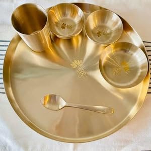 Juego de vajilla con grabado de loto de bronce, material de bronce puro, diseño elegante para cenas, comedor en casa, vajilla lista para regalo