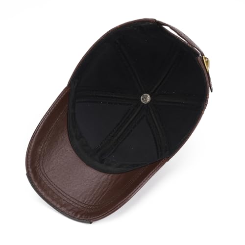 Gudessly Adjustable Men's Genuine Cowhide Leather Baseball Cap for Fall Winter Outdoor Sports Hat