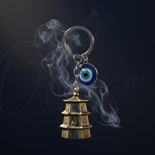 Image of OTTAVO Guardian Bell Keychain, Oxidized Copper, Tibetan Style, 5 cm Height, Good Luck Charm