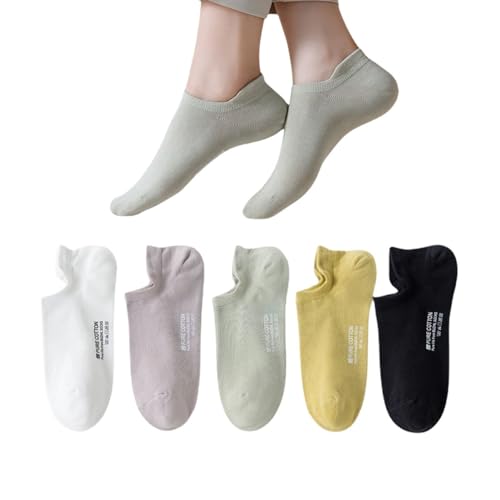 Image of Ankle Socks for Women Pure Cotton No Show Socks Womens with Heel Tab Color Low Cut Soft 5 Pairs 4-8