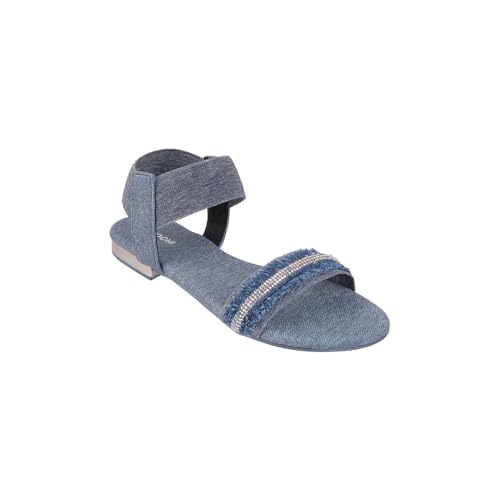 Image of Mochi Women Denim Beaded Slingback Casual Sandals