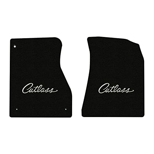Lloyd Mats Custom-Fit Carpeted Floor Mats Premium Luxury Car Floor Liners for Oldsmobile Cutlass or Cutlass Supreme 1968-1969 LogoMat Black - 2PC - 2 Door