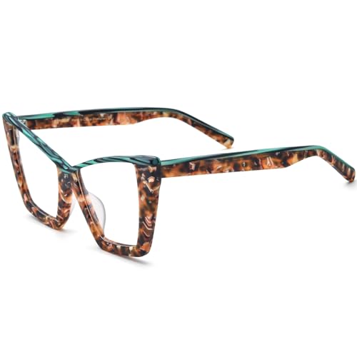 Image of HEPIDEM Gradient Multicolor Acetate Glasses Frame Women Big Oversize Eyeglasses 2023 New Spectacles Eyewear