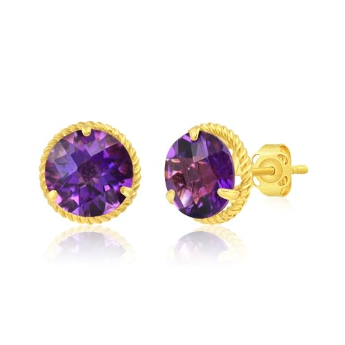 MAX + STONE 14k Yellow Gold Roped Halo Amethyst...
