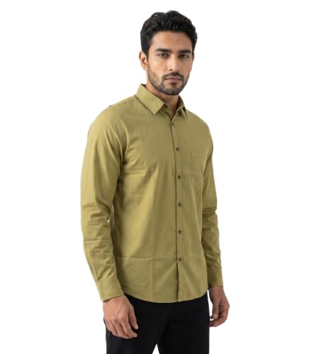 Image of Amazon Brand - INKAST Men Solid Cotton Shirt | Casual Wear | Basic Essential Plain Everyday & Office Wear | Full Sleeve | Regular Fit