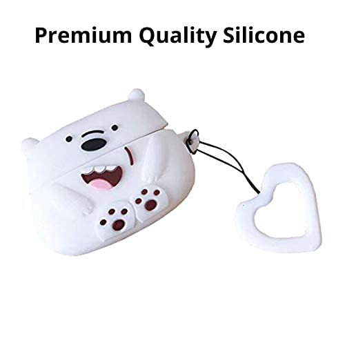 Image of Prolet Cute Cartoon Bear Soft Silicone Cover for Air Pods Pro Case Protective Cases for AirPods Pro (White Bear)