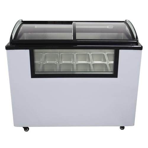 TECHTONGDA Gelato Freezer Commercial Ice Cream Chest Refrigerator Display Case Chamber Showcase Freezer with 12 Pan 170L 480W