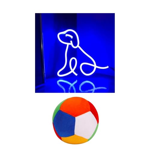 Image of EITHEO Stuffed Animal Plushie Stuffed Toy for Kids (Neon Dog +Ball)