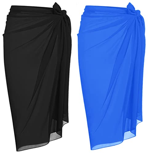 Image of Ekouaer Women Sarong Swimsuit Coverups Chiffon Long Bikini Wraps Sheer Beach Bathing Suit Cover Up