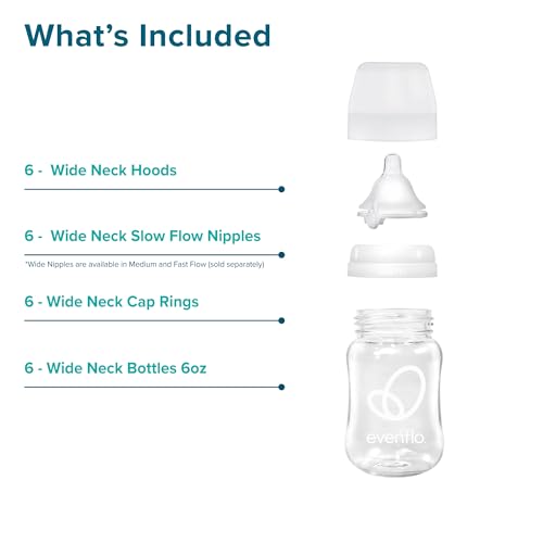 Evenflo Balance+ Glass Wide Neck Baby Bottles, Clear, 6 fl oz, 6 Pack - image 8