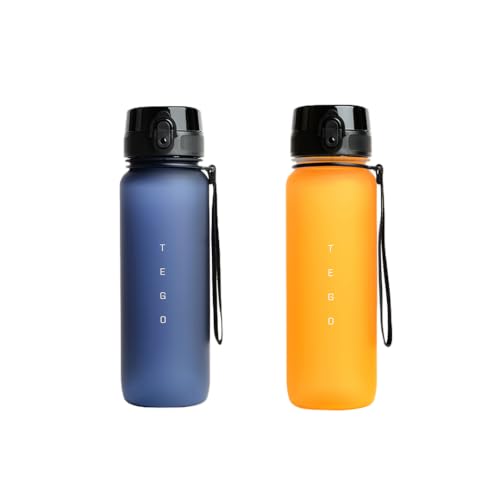 Image of TEGO Rise Tritan Water Bottle | 800ml Secure Flip Lock Lid | BPA-Free, Durable & Impact-Resistant | Wrist Strap for Easy Carry | Hydration Tracker | Gym, Office, Travel Water Bottle- Pack of 2