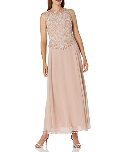 Image of J Kara Womens Sleeveless Mock 2 Piece Beaded Bodice Flare Dress