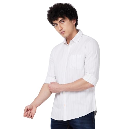 Image of Spykar Men's Regular Fit N /A Full Sleeve Striped Casual Shirts