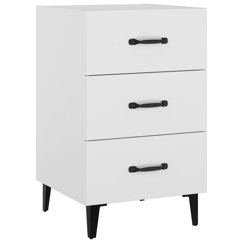 Meuble de Chambre Moderne Blanc en Bois d'Ingénierie et Métal Stable