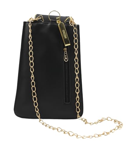 Image of Tickles Fancy Artificial Leather Mobile Pouch with Waist Clip Saree Hook for Girls Women (Color: Black) (Suitable for Mobile Sizes: Below 6.5 Inches)