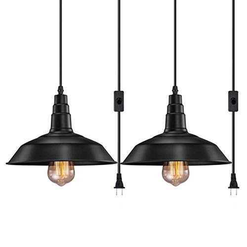 Lámpara de hierro forjado estilo industrial vintage con interruptor de enchufe colgante