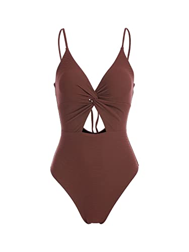 Women‘s Twist Cut Out One-Piece Swimsuit Tie Back Bathing Suit4