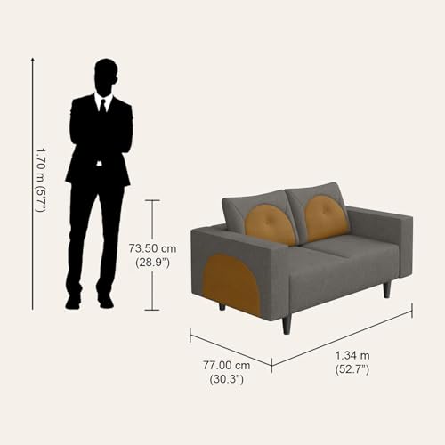 Image of Interio by Godrej Sofa Windle 6-Seater Fabric Sofa Set (3+2+1) for Living Room, 3-Years Warranty, Solid Wood, Camel and Taupe