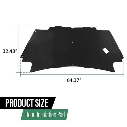 LQI Hood Insulation Pad with Clips Compatible with Dodge Ram 1500 2002-2008 Gas Only, Not for Diesel Black