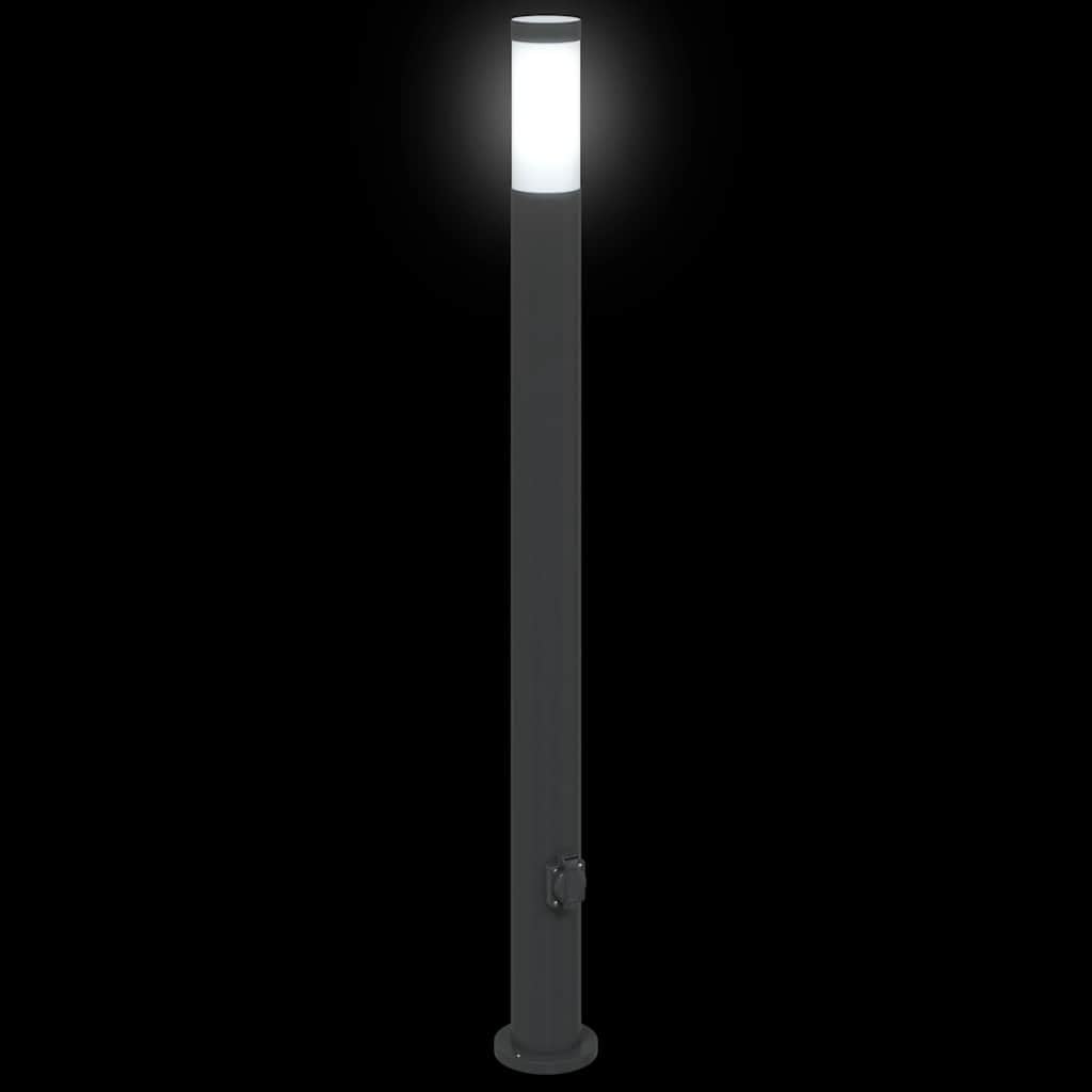 Borne Lumineuse avec Sortie Lot de 3 110 cm Acier Inoxydable IP44 Lampes Noir,4006040