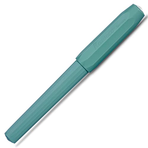 Image of Kaweco PERKEO Medium Nib Fountain Pen - Breezy Teal, Premium German Fountain Pen with Royal Blue Ink Cartridge, 13 cm, Light Weight, Ergonomic Grip