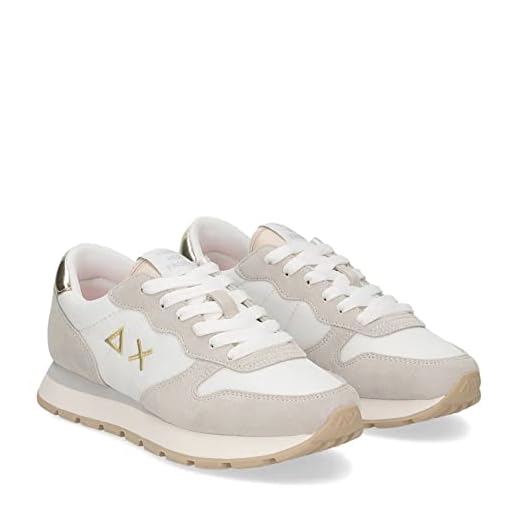 Sneaker running Sun68 Ally gold silver in suede/ tessuto bianco/ panna donna DS23SU03 Z33202 38